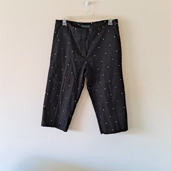 Black multicolored polka dotted Crop Pant - Sz 16P - Picture 2 of 14